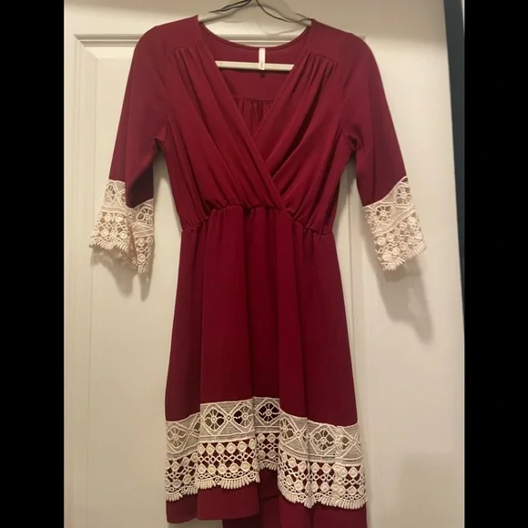 Dresses | Red And Cream Dress | Poshmark